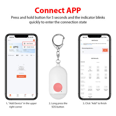 [Tuya Series] Smart Self-Defense Personal Alarm - Remote Emergency Notification to Family