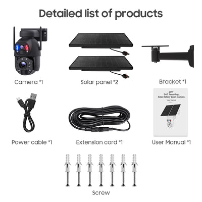 4G Solar Security Camera 20X PTZ Dual-Lens