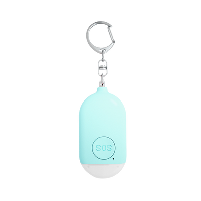 Small blue oval shaped device featuring a keychain and SOS emergency button. - The Spy Store