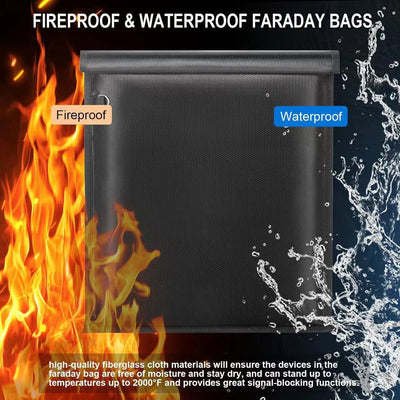 RFID Signal Blocking Bags, Fireproof & Waterproof - 3 Sizes (Laptops, Tablets, Phones, Documents)