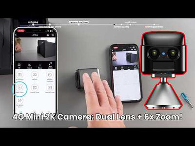 4G Mini 2K Cam with Dual Lens and 6x Zoom, Night Vision, Long Recording Time